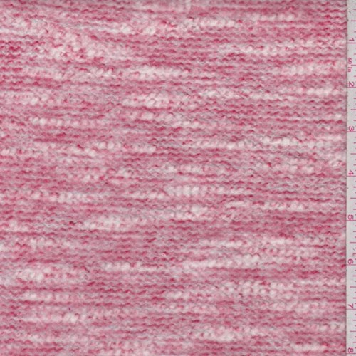 Pale Red-White Brushed Boucle Knit Fabric