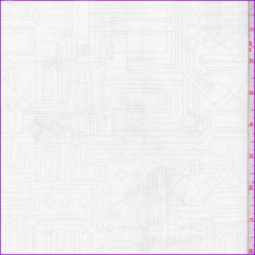 2 YD PC-White-Pale Grey Circuits Print Cotton Fabric