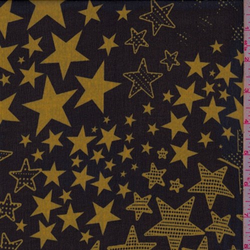 1 3/4 YD PC-Black-Cumin Star Silk Chiffon Fabric