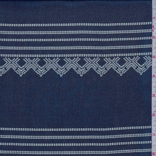 Slate Blue Stitch Stripe Silk Chiffon Fabric