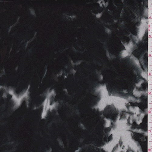 Black/Navy/White Tie Dye Chiffon Fabric
