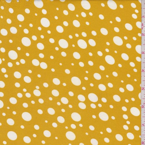 Mustard Gold Dot Double Brushed Jersey Knit Fabric
