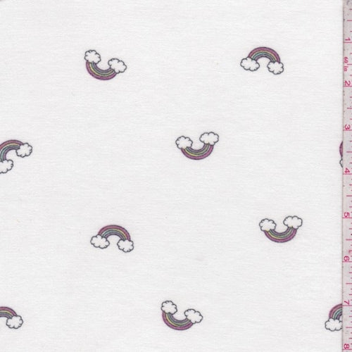 Off White Rainbow Double Brushed French Terry Knit Fabric