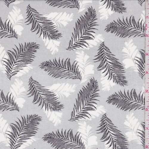 5 1/4 YD PC-Sterling/Black/White Tropical Leaf Georgette Fabric