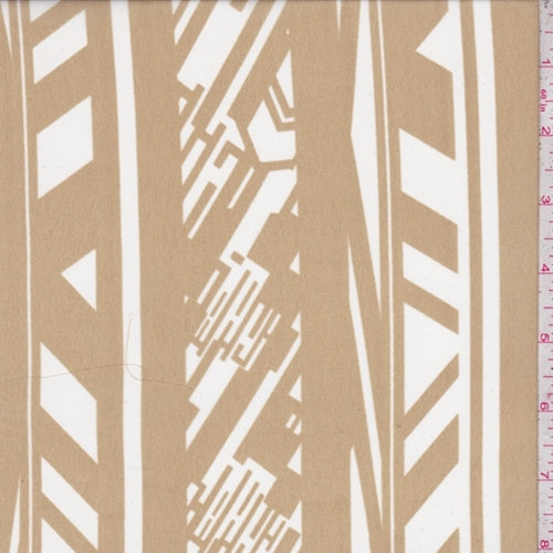 Golden Beige/White Deco Stripe Chiffon Fabric