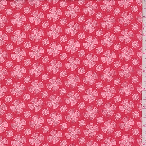 2 5/8 YD PC-Cherry Red Fan Medallion Georgette Fabric