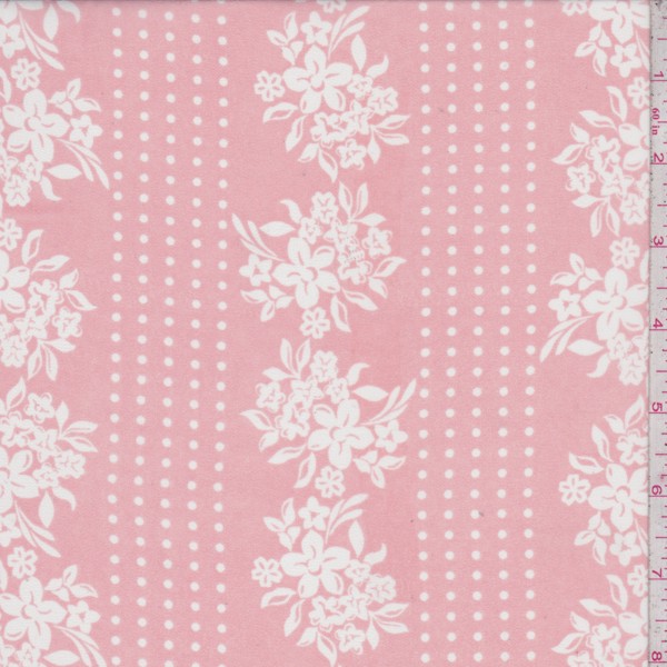 Creamy Pink Floral/Dot Stripe Chiffon Fabric