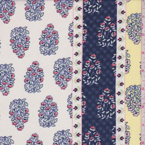 3 3/4 YD PC-Butter/Navy Wallpaper Stripe Chiffon Fabric