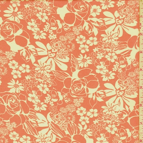 2 YD PC-Salmon/White Floral Toss Chiffon Fabric