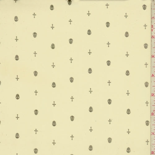Cashew/Gold Mini Skull/Cross Georgette Fabric