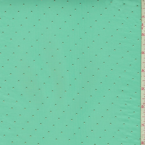 Aqua Green/Metallic Gold Pin Dot Chiffon Fabric