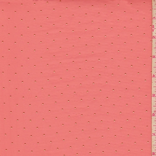 Orange/Metallic Gold Pin Dot Chiffon Fabric
