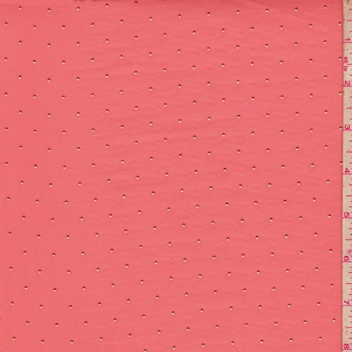 Dark Salmon/Metallic Gold Pin Dot Chiffon Fabric