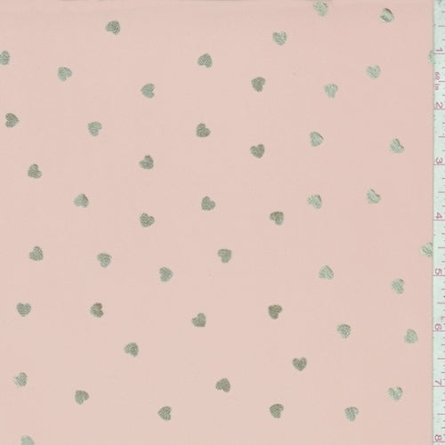 Soft Peach/Gold Mini Heart Georgette Fabric