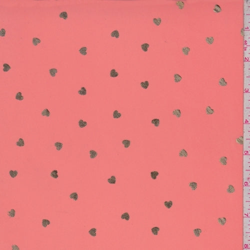 Dark Salmon/Gold Mini Heart Georgette Fabric