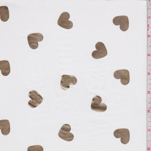 White/Gold Heart Georgette Fabric