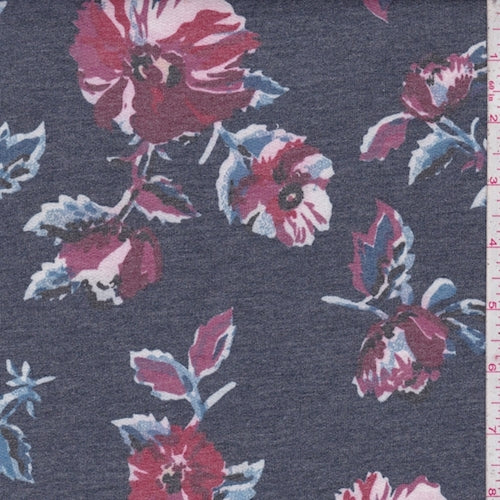 2 1/2 YD PC-Heather Midnight Multi Cosmo Brushed French Terry Knit Fabric