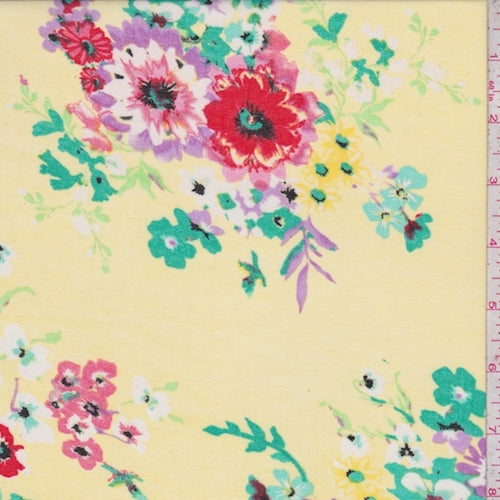 1 5/8 YD PC-Yellow Multi Floral Bunch Georgette Fabric