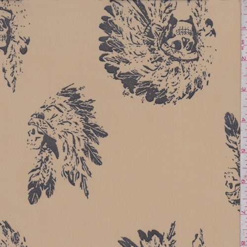 Dark Tan Skull Chief Georgette Fabric