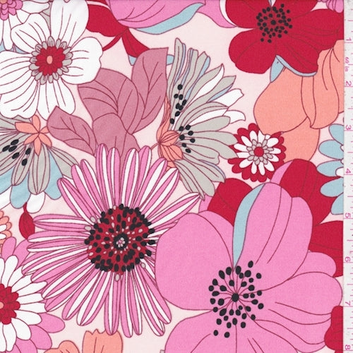ITY Pale Peach-Pink Floral Pop Jersey Knit Fabric