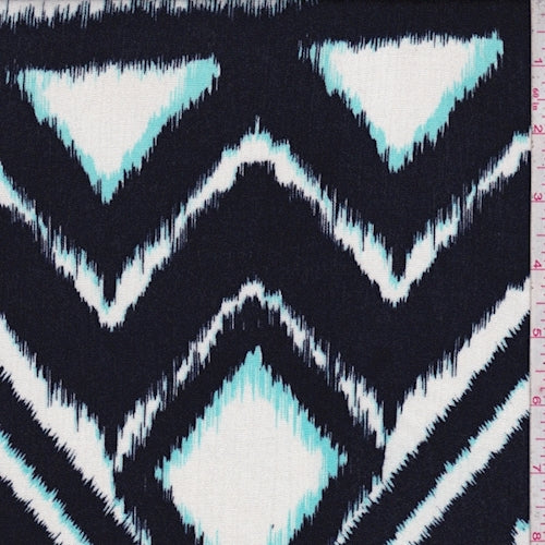 Dark Navy/White Ikat Crinkled Gauze Fabric