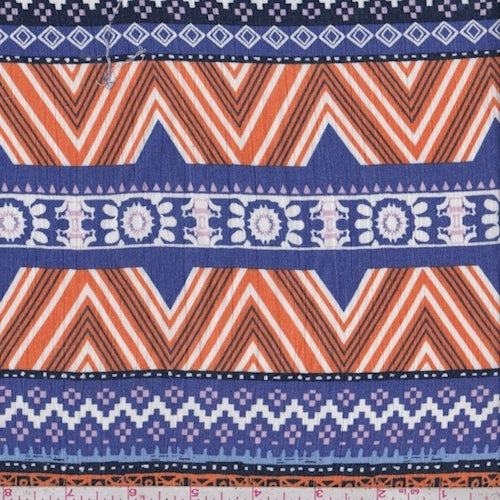 Violet Blue/Orange Southwest Stripe Crinkled Gauze Fabric