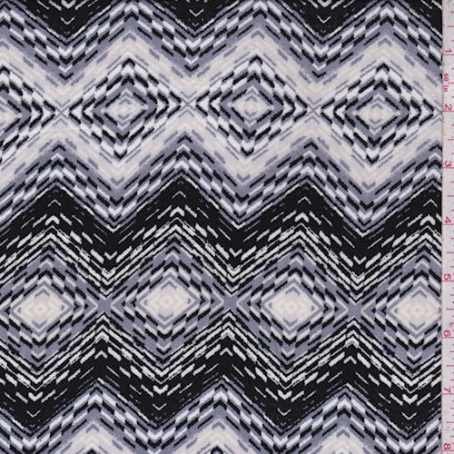 Black/Cement/Ivory Diamond Rayon Challis Fabric