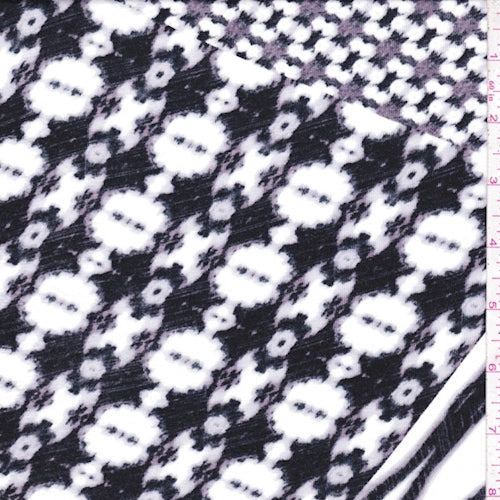 Black/Grey/White Deco Patch Rayon Jersey Knit Fabric