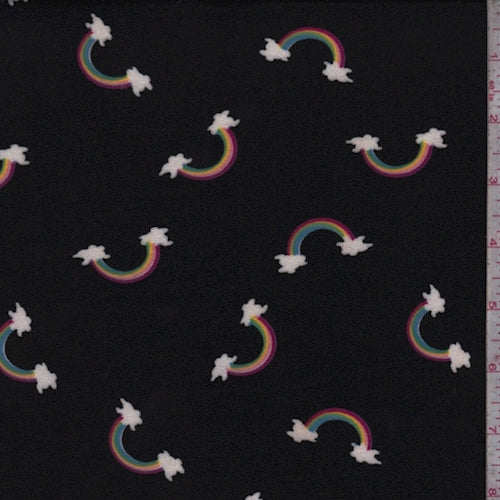 2 1/4 YD PC-Black Rainbow Double Brushed Jersey Knit Fabric