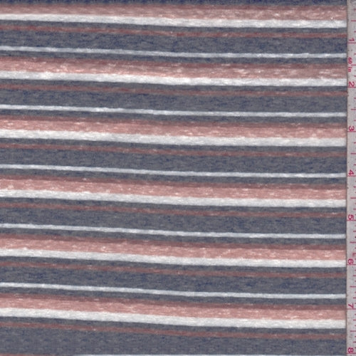 Ink/Clay/Brick Stripe Slub Jersey Knit Fabric
