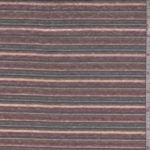 Brick/Black/Orange Stripe Slub Jersey Knit Fabric