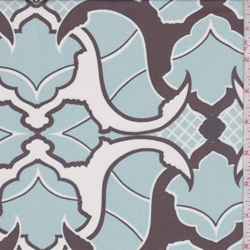3 YD PC-Cherry Brown/Blue Art Deco Silk Chiffon Fabric