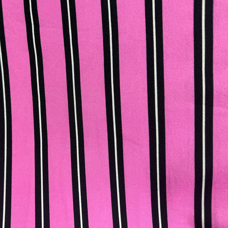 1 1/4 YD PC-Hot Pink/Black Stripe Double Brushed Jersey Knit Fabric