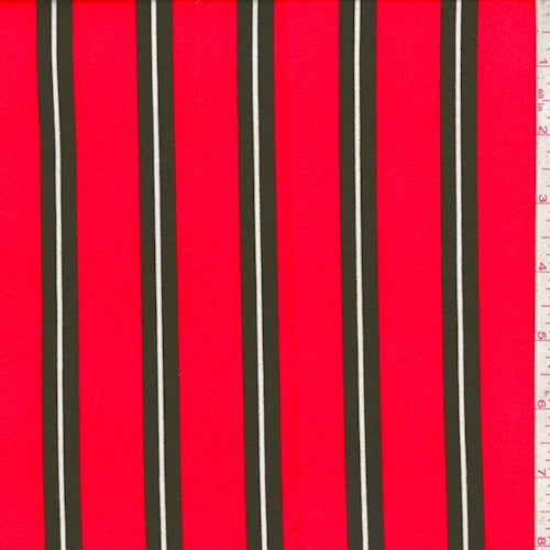 Red/Black Stripe Double Brushed Jersey Knit Fabric