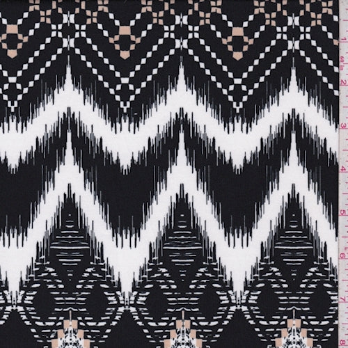 ITY Black/White Flamestitch Chevron Jersey Knit Fabric
