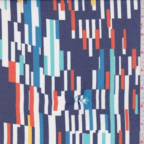 Navy Multi Pixel Crepe Georgette Fabric