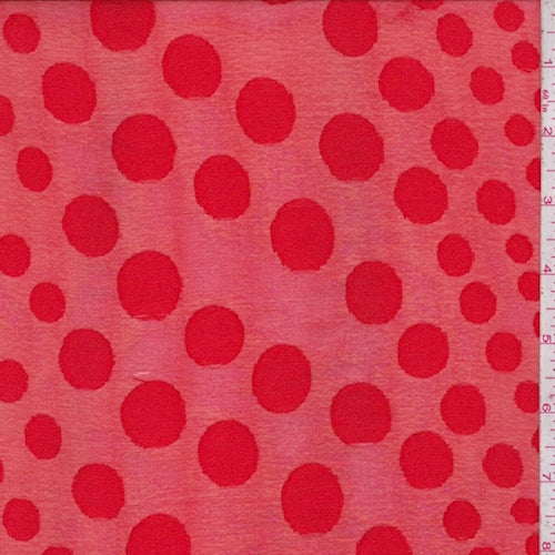 Bright Red Polka Dot Jacquard Chiffon Fabric
