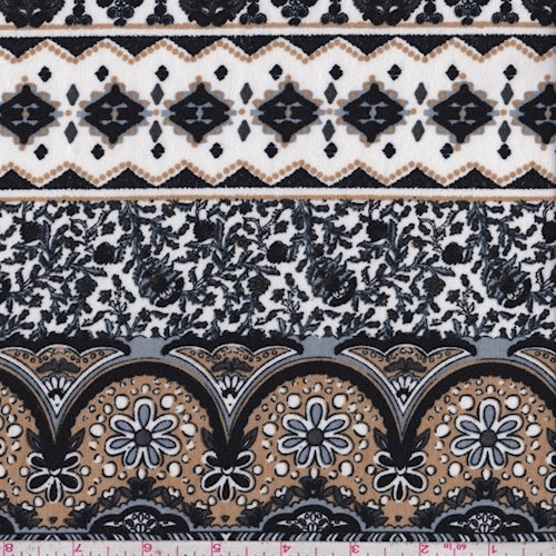 Pewter/Black Stylized Stripe Jersey Knit Fabric