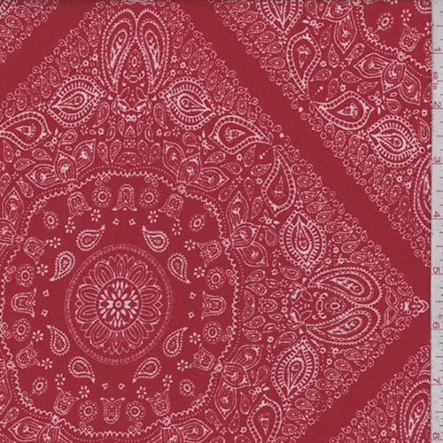 3 YD PC-Red/White Medallion Block Jersey Knit Fabric