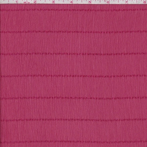 Raspberry Stripe Crinkle Chiffon Fabric