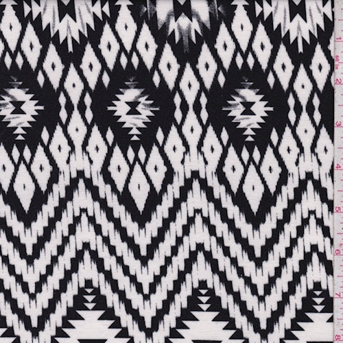 Coal/White Southwest Print Jersey Knit Fabric