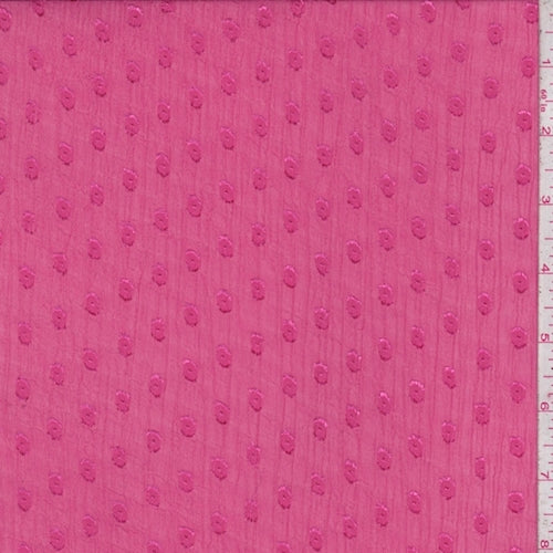 3 YD PC-Deep Pink Dot Jacquard Crinkle Chiffon Fabric