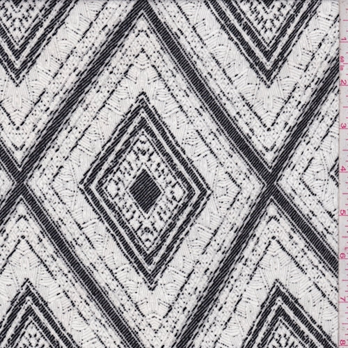 Chalk/Black Diamond Crepe de Chine Fabric