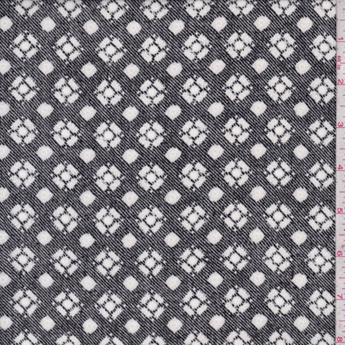 Black/Chalk Geometric Crepe de Chine Fabric
