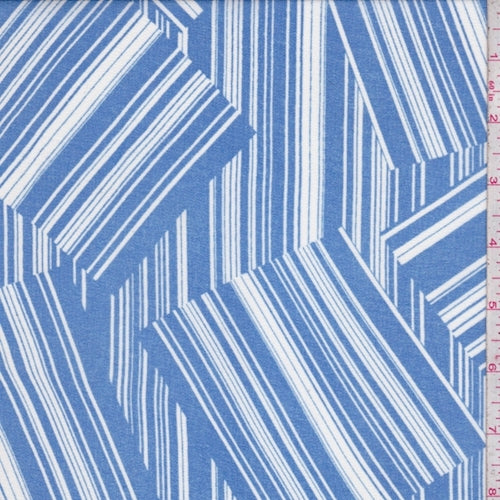 2 1/4 YD PC-Blue Water/White Linear Block Crepe Georgette Fabric