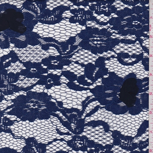 3 1/2 YD PC-Blue Floral Deco Lace Fabric