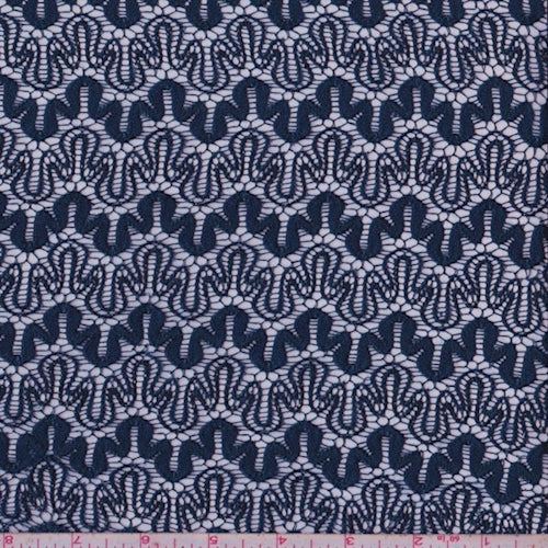 1 YD PC-Navy Squiggle Lace Fabric