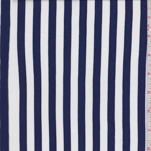 Indigo/White Stripe Rayon Challis Fabric