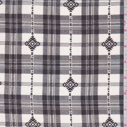3 1/8 YD PC-White/Black Tartan Plaid Chiffon Fabric