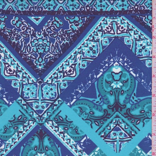 3 YD PC-Aqua/Cobalt Deco Diamond Chiffon Fabric